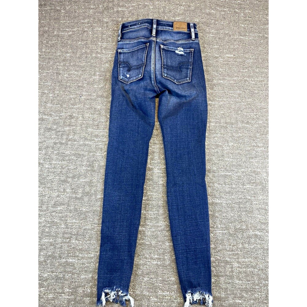 women’s American Eagle size 0 super hi rise jeggings stretch distressed jeans